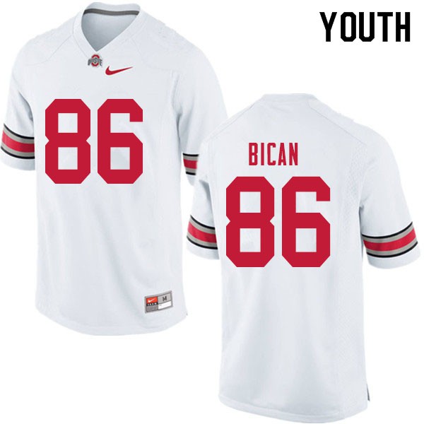 Ohio State Buckeyes #86 Gage Bican Youth Embroidery Jersey White OSU56941